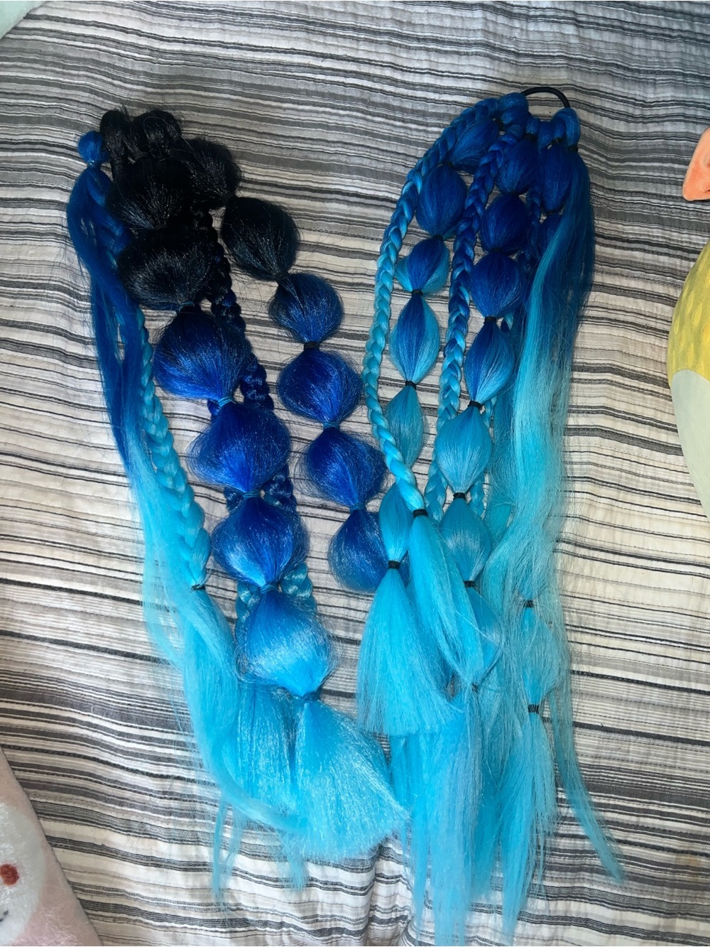 Vivid Blue Ombre Braided Hair Extensions - Unbranded